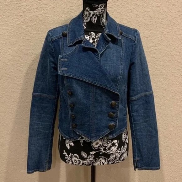 Free People Denim Military Band Jacket - Picture 5 of 7